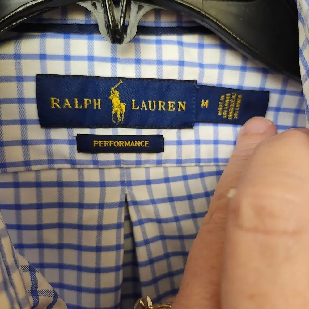 Polo by Ralph Lauren Performance Men's Blue Checkered Shirt‎ Sz Med